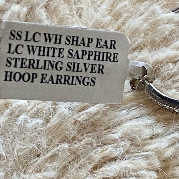 STUNNING White Sapphire & Sterling Silver Red Envelope Hoop Earrings NEW - Picture 4 of 12